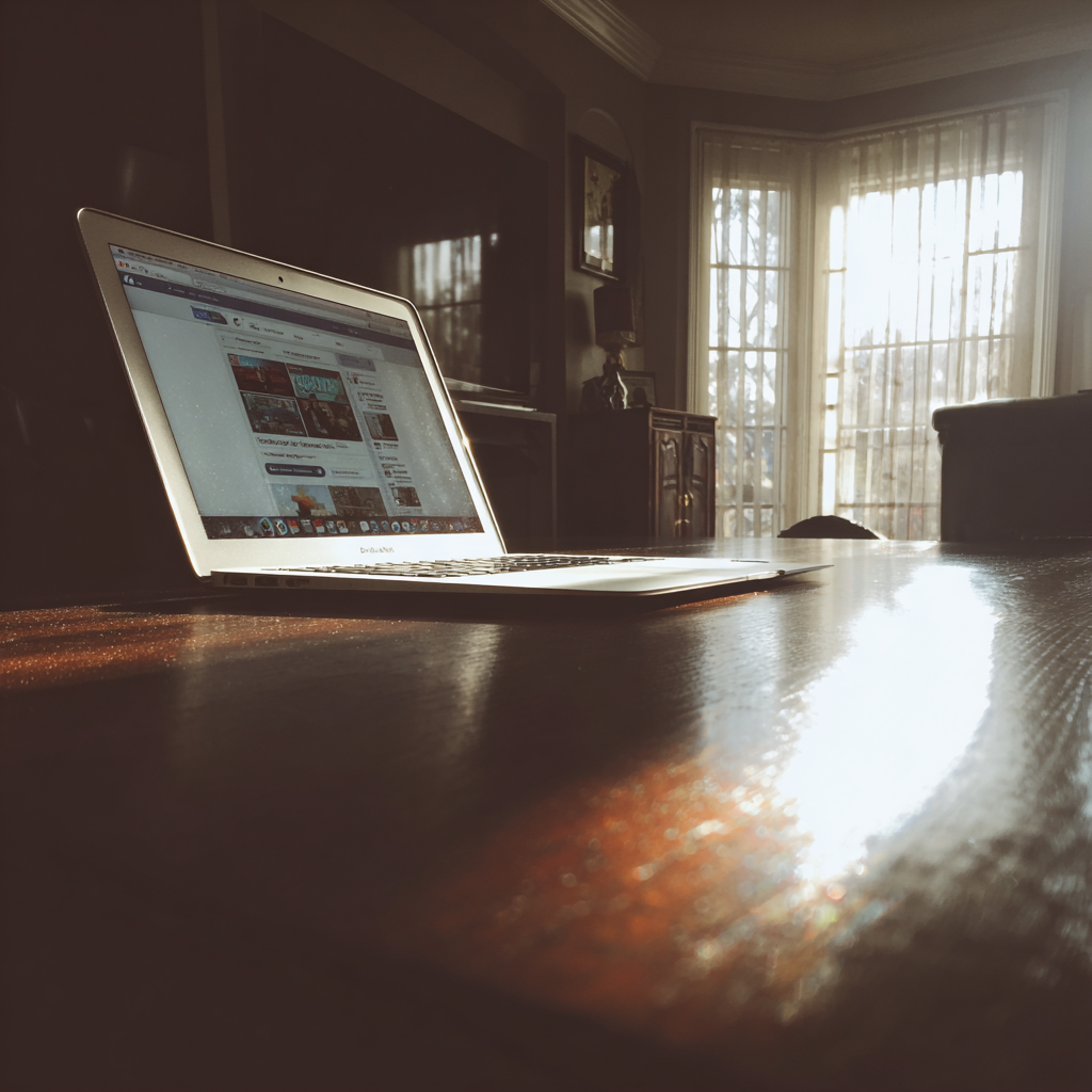 Laptop otwarty na Facebooku