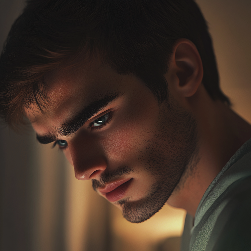 Mężczyzna patrzący w dół