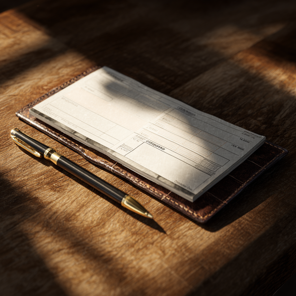 Długopis obok książeczki czekowej