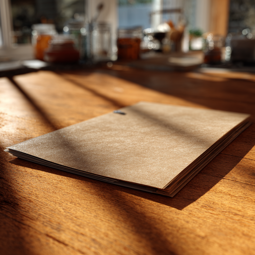 Teczka na stole kuchennym | Source : Midjourney