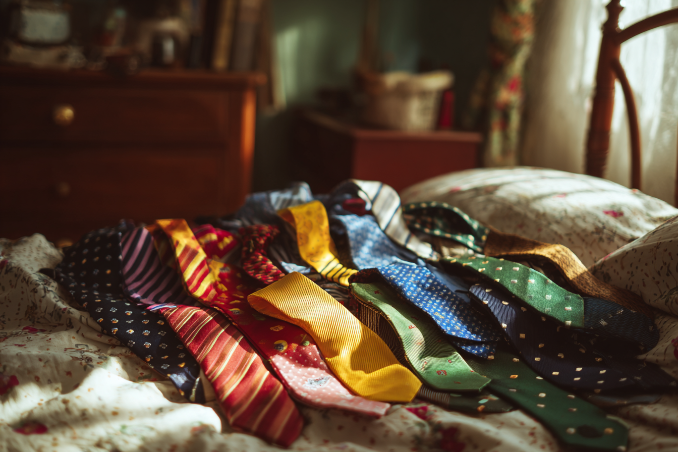 Ties on a bed | Source: Midjourney