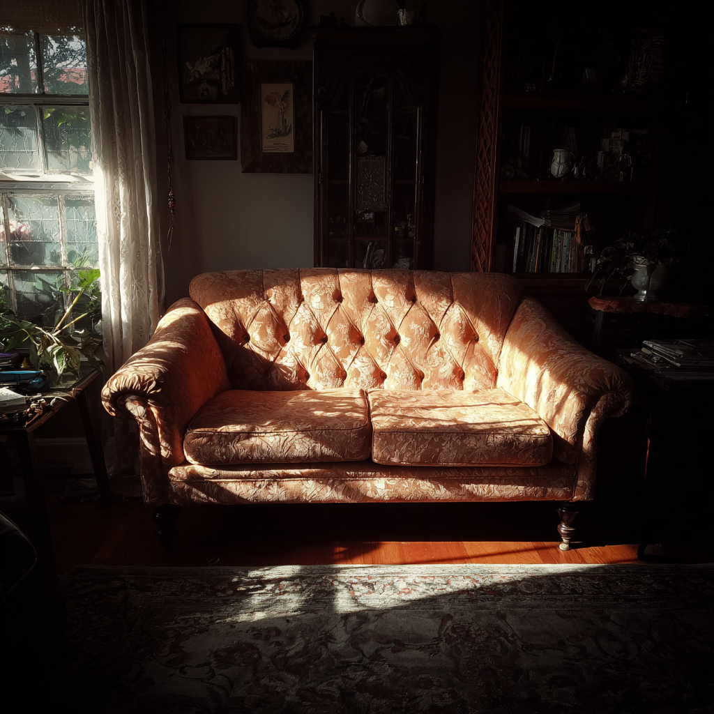 An old couch in a living room